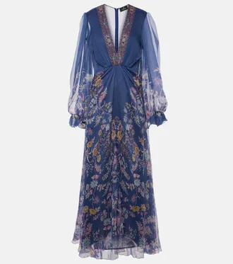 Etro Abito lungo in seta con stampa