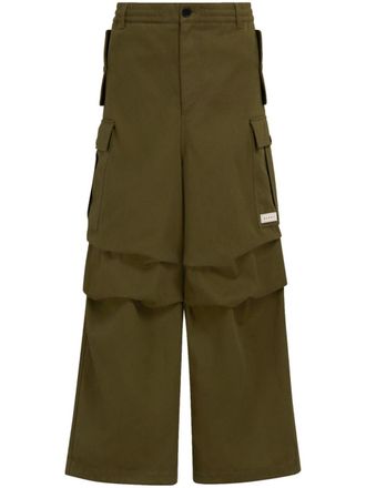 Marni logo-patch cargo trousers - men - Cotton/Polyester - 46 - Green