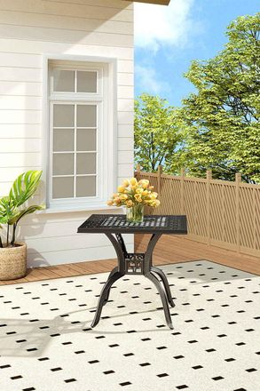 Living and Home Square Aluminum Outdoor Garden Dining Table in Black
