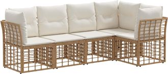 vidaXL Conjunto De Sof&aacute;s De Exterior Natural Poli&eacute;ster Vidaxl