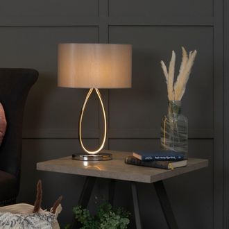 Pagazzi Zabina Polished Chrome & Grey Led Table Lamp