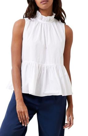 French Connection Rhodes Peplum Poplin Top in Linen White at Nordstrom, Size Small