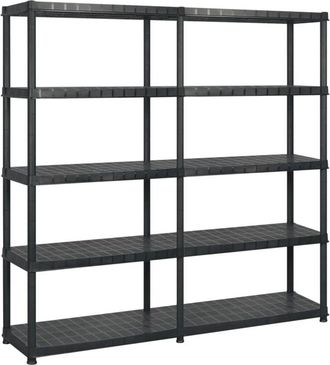 vidaXL Storage Shelf 5-Tier Black 183x45.7x185 cm Plastic Vidaxl