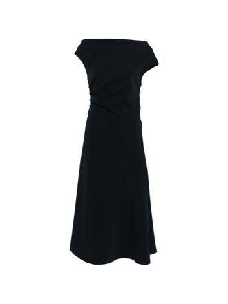 Parosh Blue Boat Neck Midi Dress