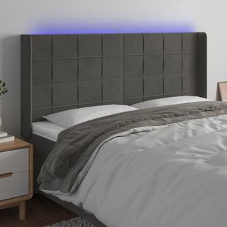 vidaXL Cabecero Con Led De Terciopelo Gris Oscuro 163x16x118/128 Cm Vidaxl