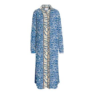 MC2 Saint Barth Shirt Dresses, female, Blue, Size: XS Long Sangallo Hibiscus Shirt