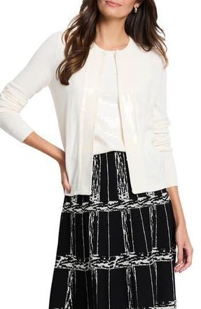 Nic+Zoe Sequin Trim Cardigan in Classic Cream at Nordstrom Rack, Size Small