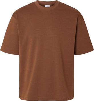 Selected crew-neck T-shirt - Brown