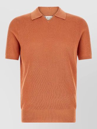 Brunello Cucinelli cotton ribbed v-neck short-sleeve polo sweater