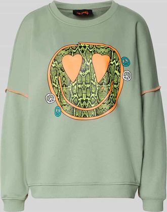 Miss Goodlife Oversized Sweatshirt mit Motiv-Print Modell Heartface in Lind, Gr&ouml;&szlig;e XL