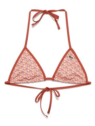 Lacoste monogram-print bikini top - women - Recycled Polyester/Elastane/Recycled Polyester/Elastane - 38 - Brown