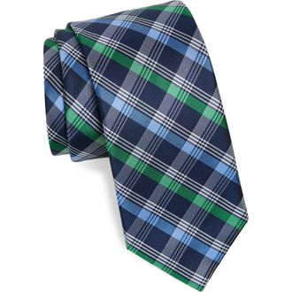 Tommy Hilfiger Cruz Plaid Tie in Navy/Green at Nordstrom Rack