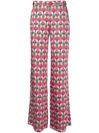 Pinko abstract-print wide-leg trousers - women - Polyester - 38
