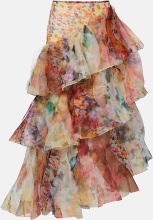 Zimmermann Luna floral ruffled maxi skirt