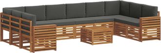 vidaXL Conjunto De Sof&aacute;s De Exterior 11 Uds. Natural Y Antracita Vidaxl