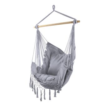 Mobili Rebecca Rebecca Mobili Hamaca Sill&oacute;n Colgante Silla Mecedora Gris Para Jard&iacute;n Con Cojines