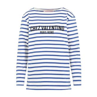 Valentino Long Sleeve Tops, female, Multicolor, Size: XS Blue T-Shirt Womens Clothing