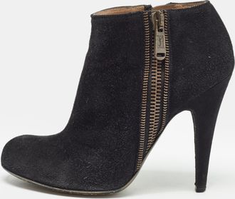 Saint Laurent Size 38 Black Suede Ankle Length Boots