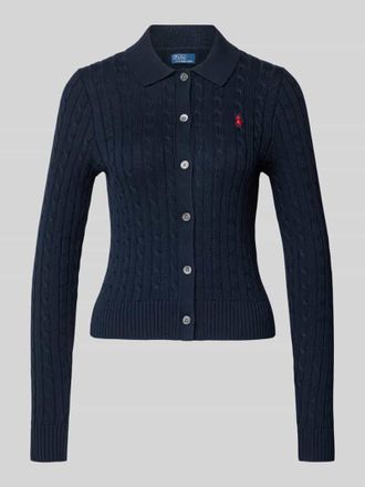 Polo Ralph Lauren Slim Fit Strickjacke aus reiner Baumwolle in Marine, Gr&ouml;&szlig;e L