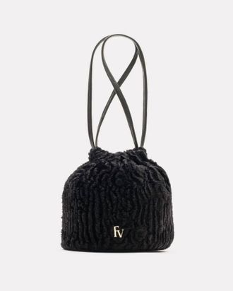 Frances Valentine Womens Pouf Lamb Faux Fur Bag In Black