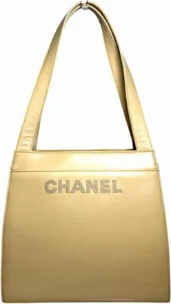 Chanel Cream Leather Shoulder Bag Tote Bag (Pre-Owned)