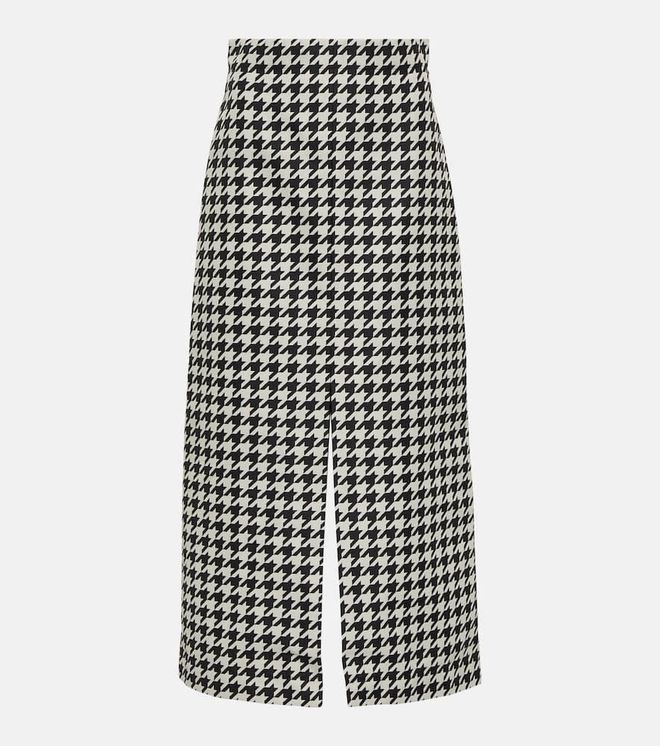 Houndstooth twill maxi skirt