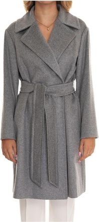 Max Mara Gebelde wollen jas met zakken - Dames - Jas met riem - Grijs - XL - Wol - Jassen