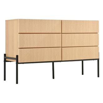 Urban Meuble C&oacute;moda de 6 cajones en madera natural con motivos geom&eacute;tricos