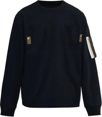 sacai Katoenen Jersey Longsleeve T-shirt - Heren - Longsleeves - Blauw - L - Katoen - Tops