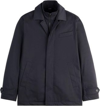 Fay Tailored Black Coat With Notched Collar