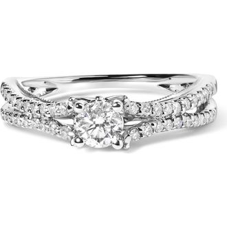 House of Brilliance 14K White Gold 5/8 Cttw Diamond Split Shank Engagement Ring at Nordstrom