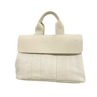 Herm&egrave;s White Toile Chevron Tote Bag (Pre-Owned)