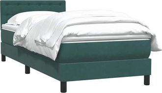 vidaXL Cama Box Spring Con Colch&oacute;n Terciopelo Verde Oscuro 80x220 Cm Vidaxl