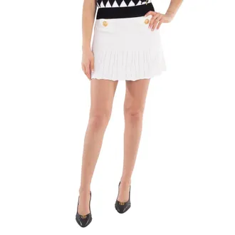 Balmain Ladies Blanc Peplum-Hem Knitted Mini Skirt, Brand Size 40 ( US Size 8 )