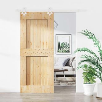 vidaXL Vidaxl - Puerta Corredera Con Herrajes Madera Maciza De Pino 90x210 Cm