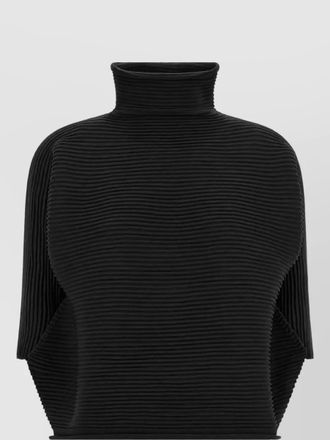 Pleats Please Issey Miyake pleated high neck short sleeve top
