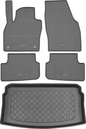 OEM Volkswagen Polo Vi 2g Aw Hatchback (5 Puertas) A Partir De 10.2017: Juego De Alfombrillas De Goma Para Coche + Alfombrilla Para Maletero