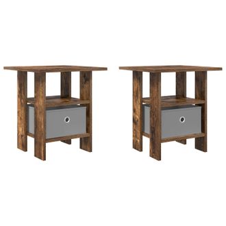 vidaXL Mesita De Noche Con Caj&oacute;n 2 Pcs Roble Ahumado 41 X 40 X 45 Cm Vidaxl