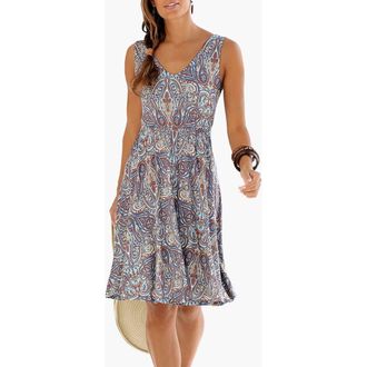 Lascana Womens Sleeveless Paisley Dress in Navy Printed at Nordstrom, Size 12