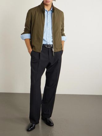 Tom Ford Leather-Trimmed Virgin Wool, Cashmere and Silk-Blend Canvas Jacket