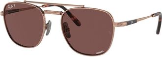 Ray-Ban RB8258 Frank II Titanium Polarized 3140AF Mens Sunglasses Rose-Gold Size 51