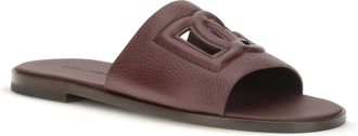 Dolce & Gabbana Mens Grained Leather Sandals Bordeaux Calf Bos Taurus