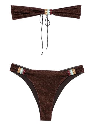 Os&eacute;ree glitter embellished beachwear - Brown