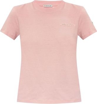 Moncler logo-patch cotton T-shirt - women - Cotton - S - Pink