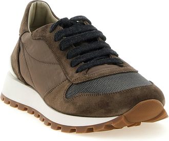 Brunello Cucinelli Womens Bicolor Calfskin Athletic Sneakers