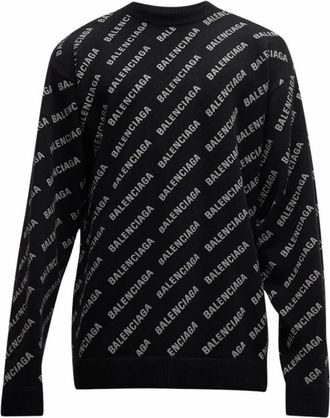 Balenciaga Stijlvolle Ronde-hals Gebreide kleding - Heren - Ronde hals truien - Zwart - M - Truien & Vesten