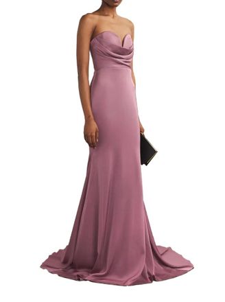 Alex Perry Satin Crepe Draped Gown Size XL