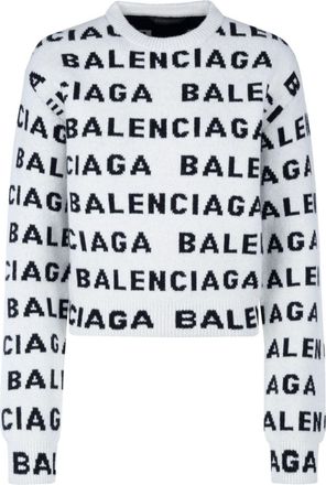 Balenciaga Maglione girocollo con intarsio - Bianco