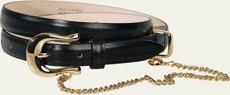 D&eacute;hanche Luzia Chain-Embellished Leather Belt