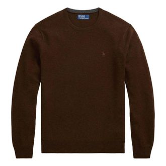 Polo Ralph Lauren Round-neck Knitwear, male, Brown, Size: XL Cacao Brown Heather Pullover Sweater